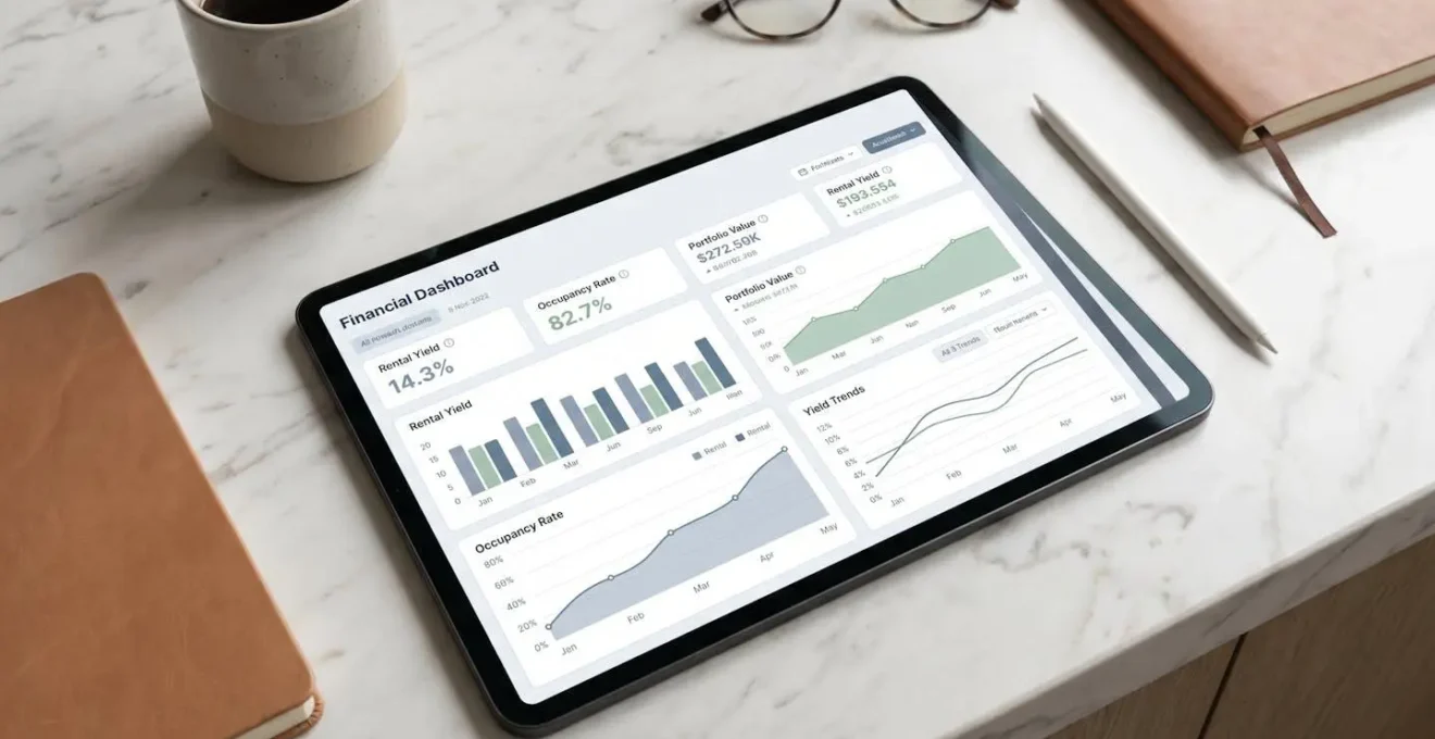 Tableau de bord financier montrant le calcul du rendement net d'un investissement LMNP avec indicateurs clés